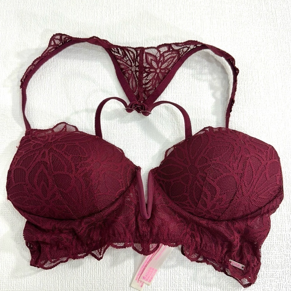 Pink Victoria’s Secret date push up racer back bra size XS